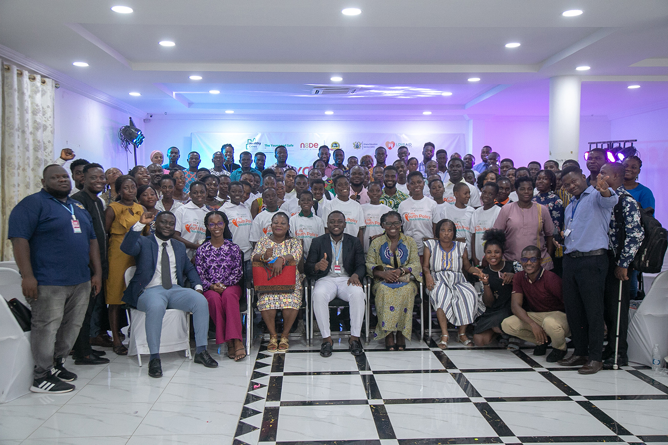 A group picture of participants at the Ho Youth Policy Hackathon